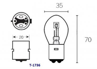 Lampe 12V BA20D 35/35 Watt